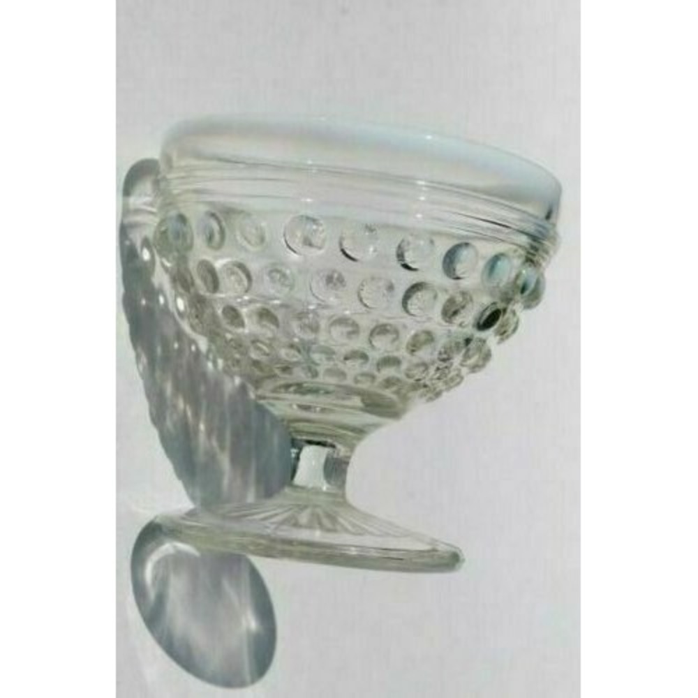 4 Vintage Anchor Hocking moonstone opalescent hobnail glass ice cream bowl